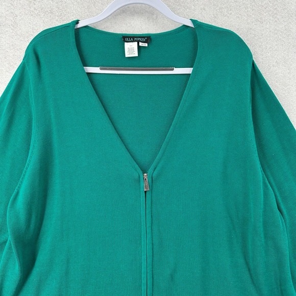 Ulla Popken Full Zip Cardigan Sweater Womens Size 16/18‎ Teal Green NICE - Picture 3 of 11